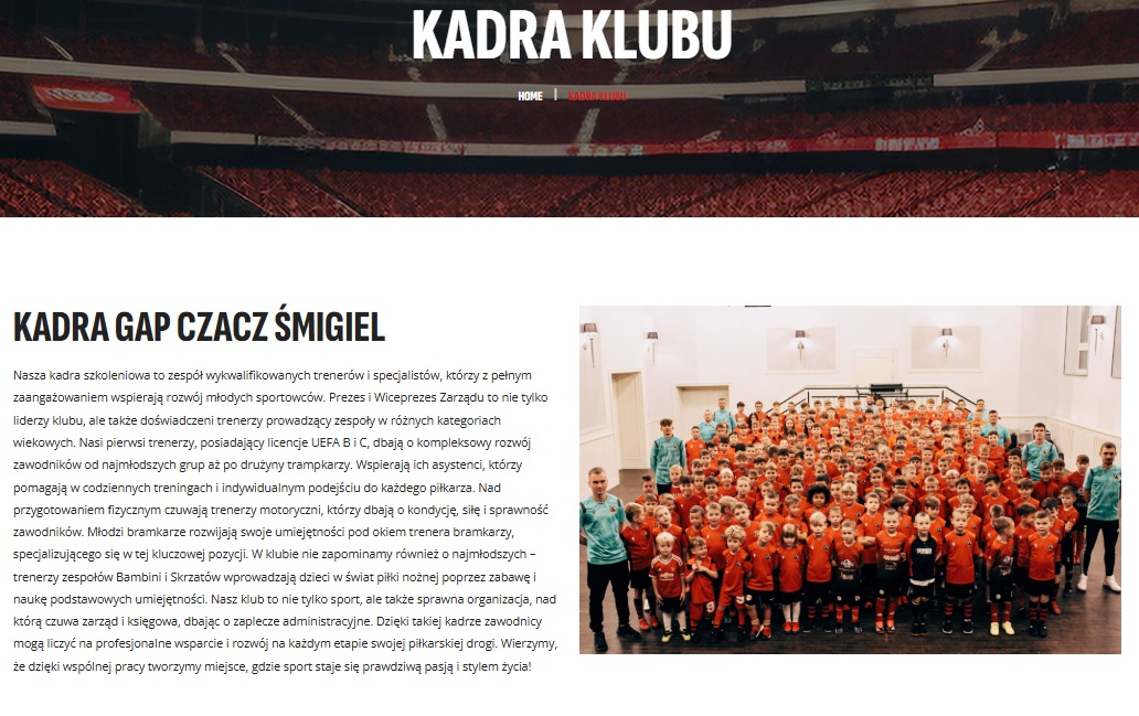 Trenerzy i zawodnicy GAP Czacz Śmigiel – zdjęcie kadry akademii piłkarskiej