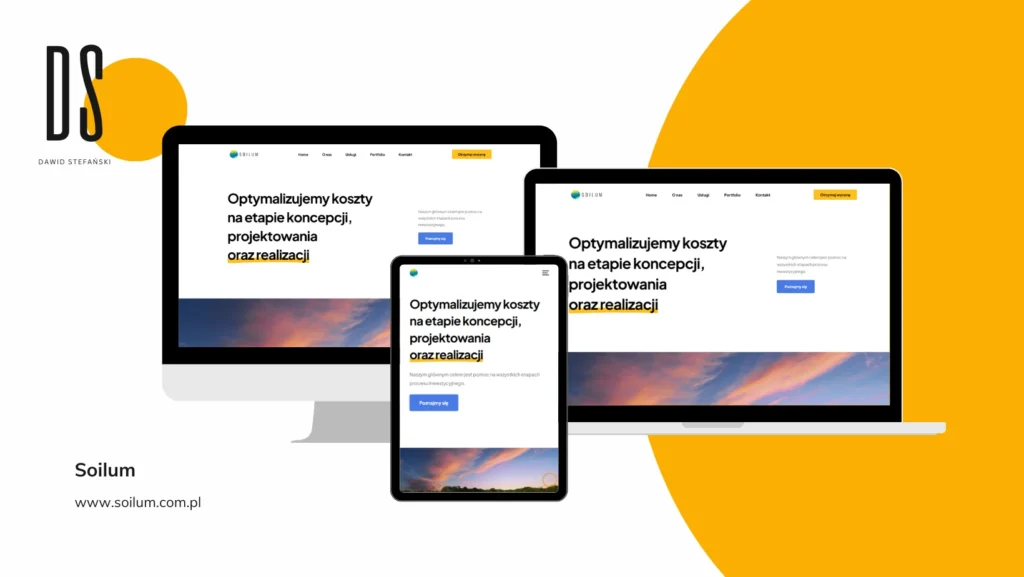 Wizualizacja strony internetowej Soilum na ekranie laptopa – badania geotechniczne i dokumentacja gruntu